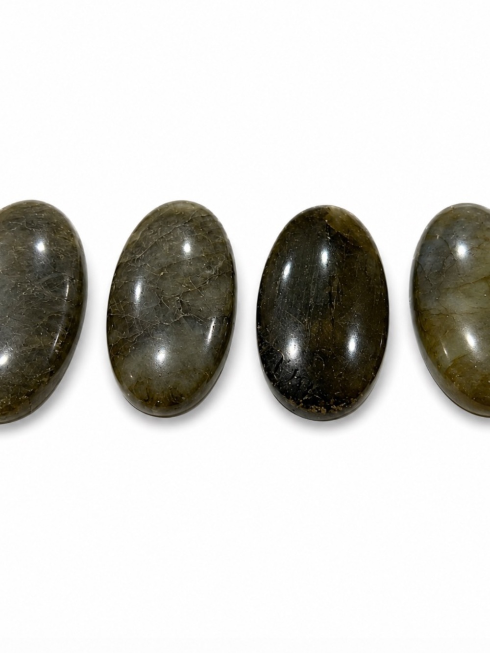 Labradorite Oval Pendants 40 × 20mm – Top Drilled – Set of 4